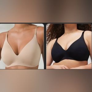 Soma Vanishing 360 Wireless Bra Bundle- Black and Warm Amber